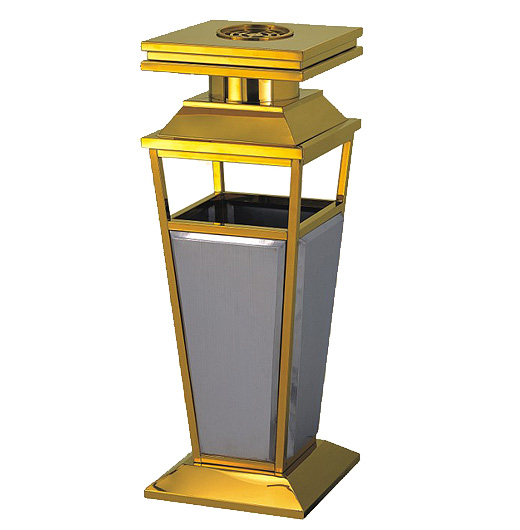 YLDF114 sand grain steel gold bottle garbage bin